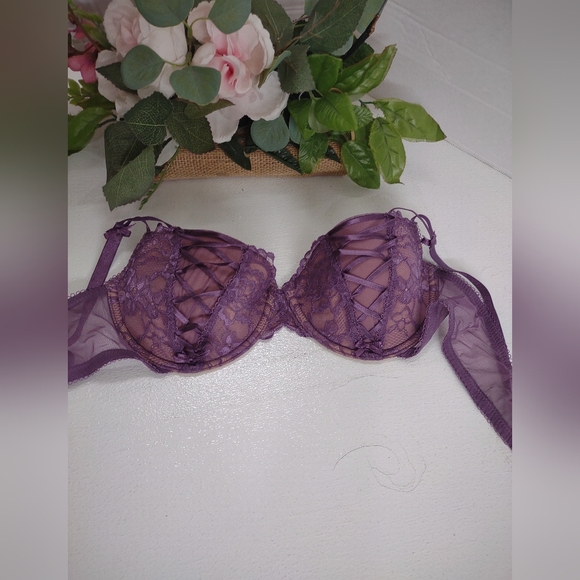 Adore Me Purple Lace-Up Bra - Picture 1 of 4
